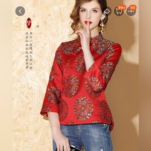 red qipao cheongsam top